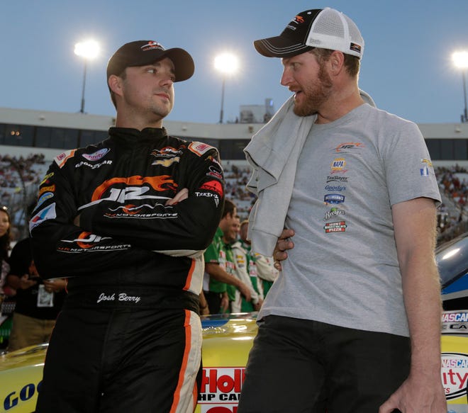 Hendersonville native Josh Berry, left, was close to having to put his racing career on hold when he met Dale Earnhardt Jr., right, who added him to the JR Motorsports team in 2010.