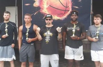Pastor Mark Miller (center) is pictured with the winners of the Kingdom 3 on 3 Basketball Tournament held in August. The sponsor, Cross Talk OutReach Ministries, has other events planned for Keyser.
