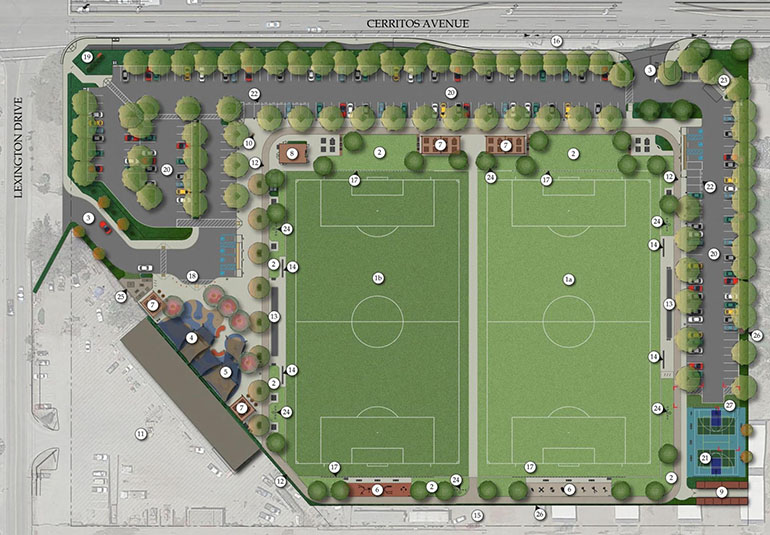 The design of Lexington Park on the southeast corner of Cerritos Avenue and Lexington Drive in the City of Cypress. Graphic courtesy of the City of Cypress.