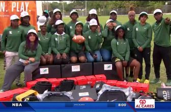Junior Dolphins donate football equipment to local youth football teams – WSVN 7News | Miami News, Weather, Sports
