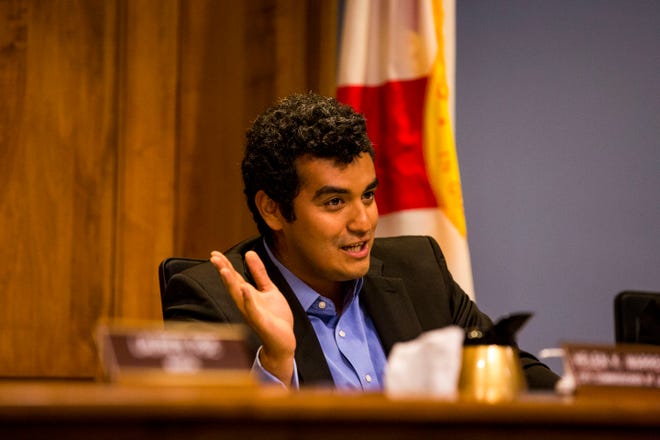 City Commissioner David Arreola speaks during a 2019 meeting.