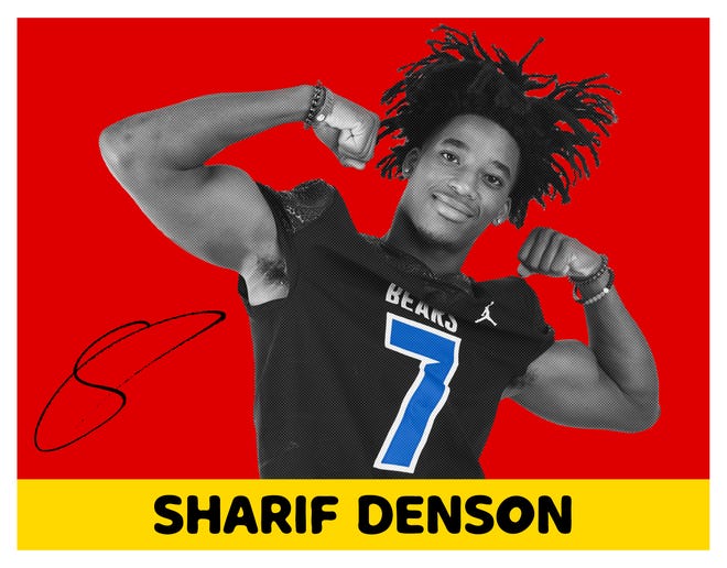 Editor's Note: Photo Illustration. Defensive Back Sharif Denson from Bartram Trail High School is a 2022 Super 11 pick, shown in portrait, Friday, July 8, 2022 in Jacksonville.