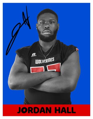 Editor's Note: Photo Illustration. Defensive lineman Jordan Hall from Westside High School is a 2022 Super 11 pick, shown in portrait, Friday, July 8, 2022 in Jacksonville.