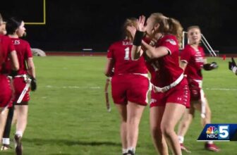 Beekmantown High School girls flag football rolls to first program win over Peru, 52-0