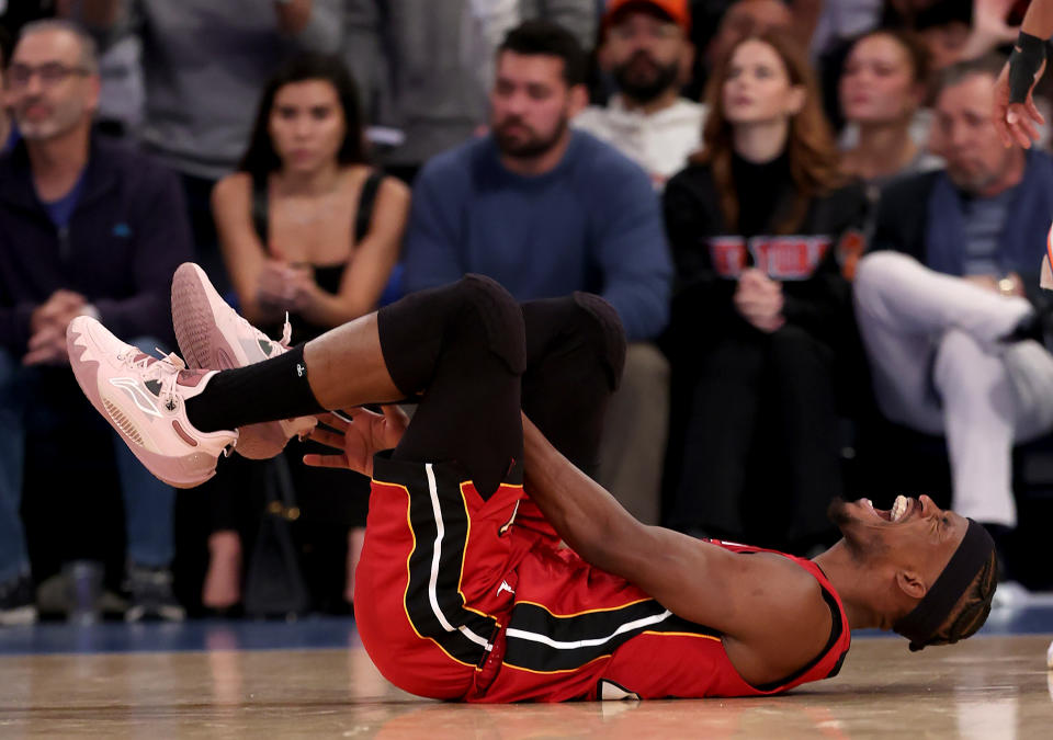 Jimmy Butler will return from an ankle injury after missing Game 2. (Photo by Elsa/Getty Images)