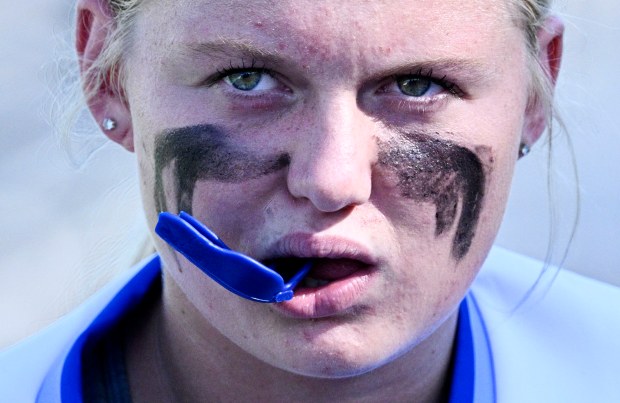 Norco’s Kyliee Mahood #2 during halftime of the Girls flag...