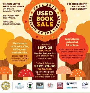 Friends of the Knox County Public Library’s Fall Used Book Sale Logo 2023