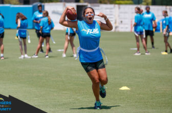 Chargers Host Girl Scouts at HPC for Flag Football Camp