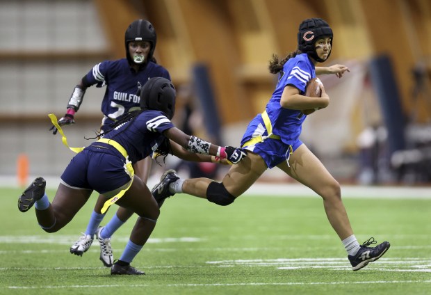 Taft High School safety Elena Gonzalez runs the ball after...